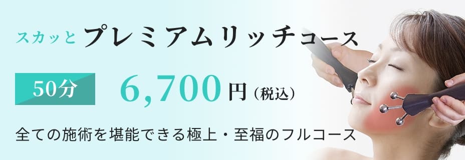 スカッとプレミアムリッチコース 50分6,700円（税込）全ての施術を堪能できる至福のフルコース